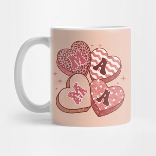 Retro Valentine Mama Heart Candy Pink Leopard Print Mug